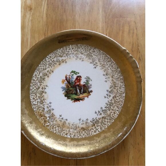 Vintage Paden City Pottery 22kt Gold Warranted Serving Set Of 4 Plate - Picture 6 of 16